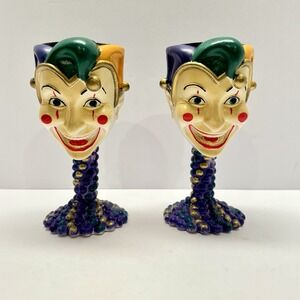 Krewe of King Arthur Jester Face Grail Goblet Chalice Mardi Gras Hand painted 2